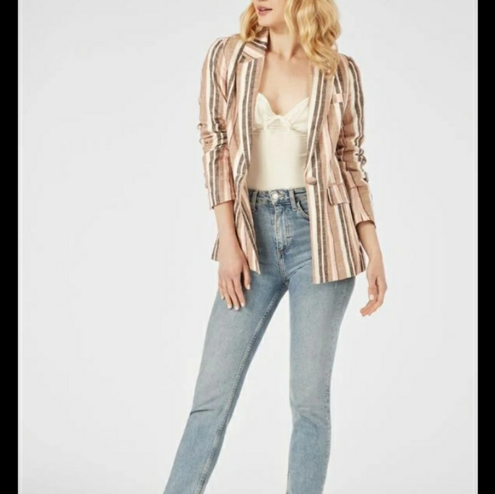JustFab (Sz S) Multicolor Striped Pattern Button Casual Preppy Jacket (NEW-NWT)